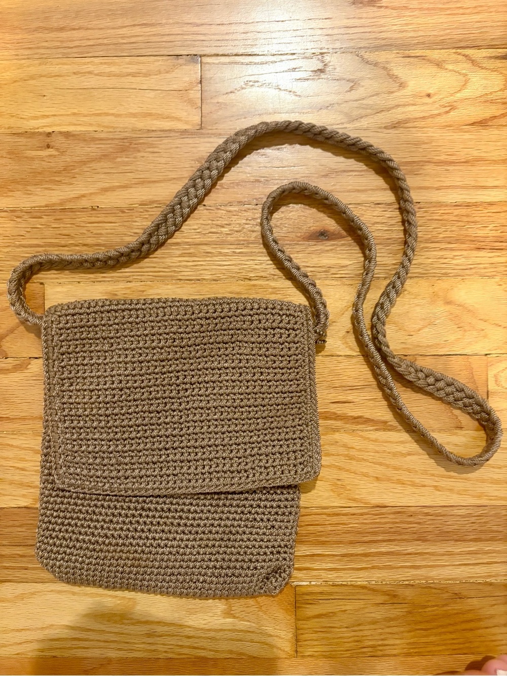 The Sak Taupe Crochet Crossbody Bag Neutral Boho Minimalist Purse